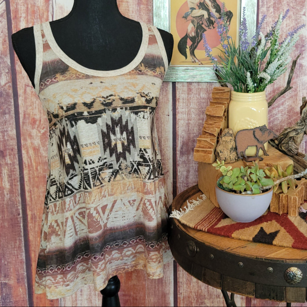 Women's Tank Top "Earthtone Tribal" by Liberty Wear 7505 Front View