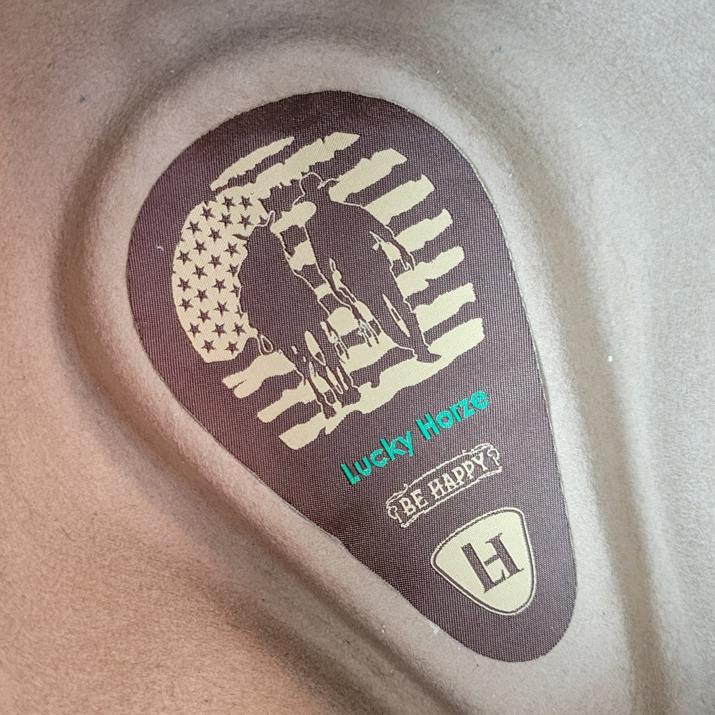 Close up of the brand's information on the inside of the hat.