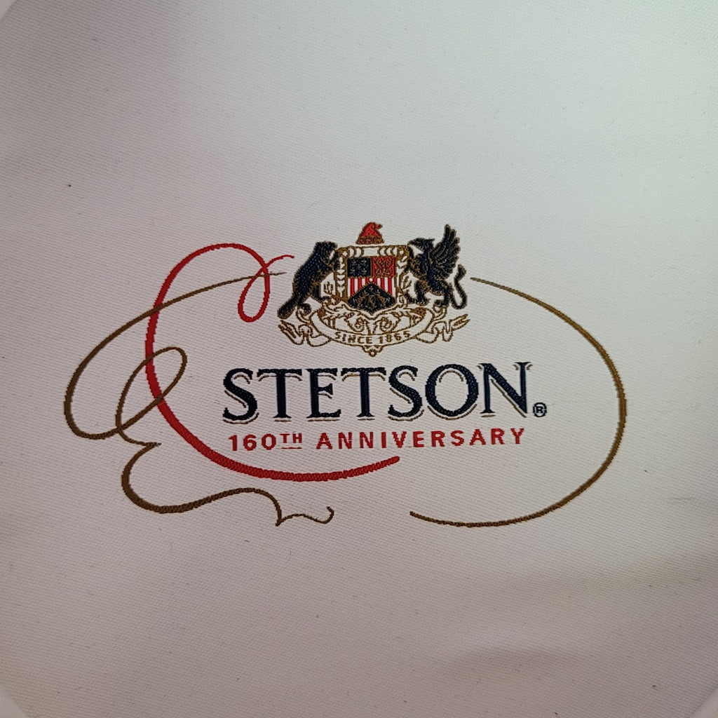 A close-up of the stetson logo found on the interior of the hat.