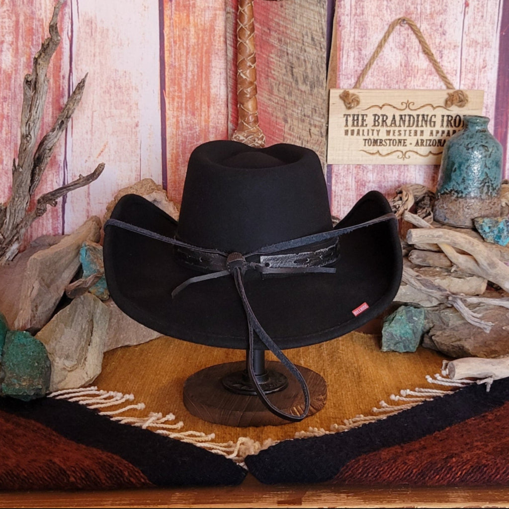 Wool Hat the "Skynard" by Bullhide Back View Black
