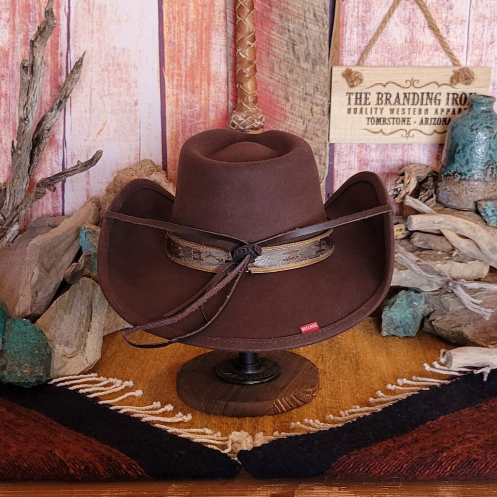 Wool Hat the "Skynard" by Bullhide Back View Chocolate