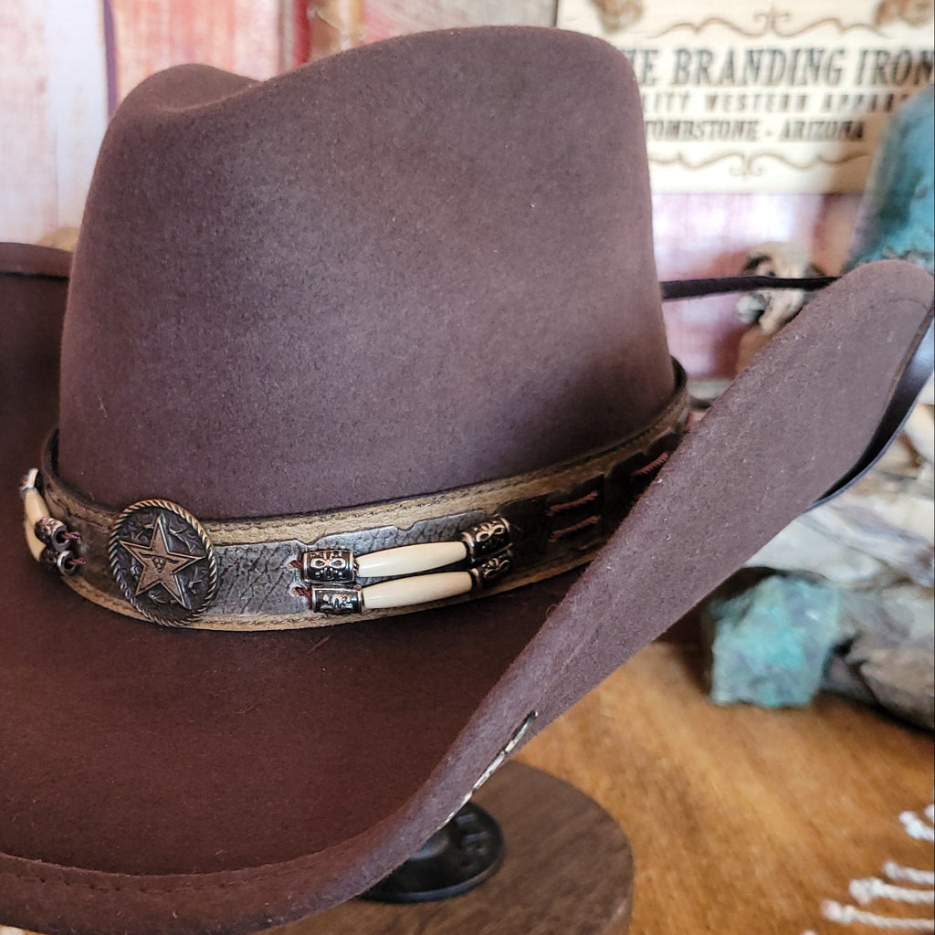 Wool Hat the "Skynard" by Bullhide Detailed View Chocolate