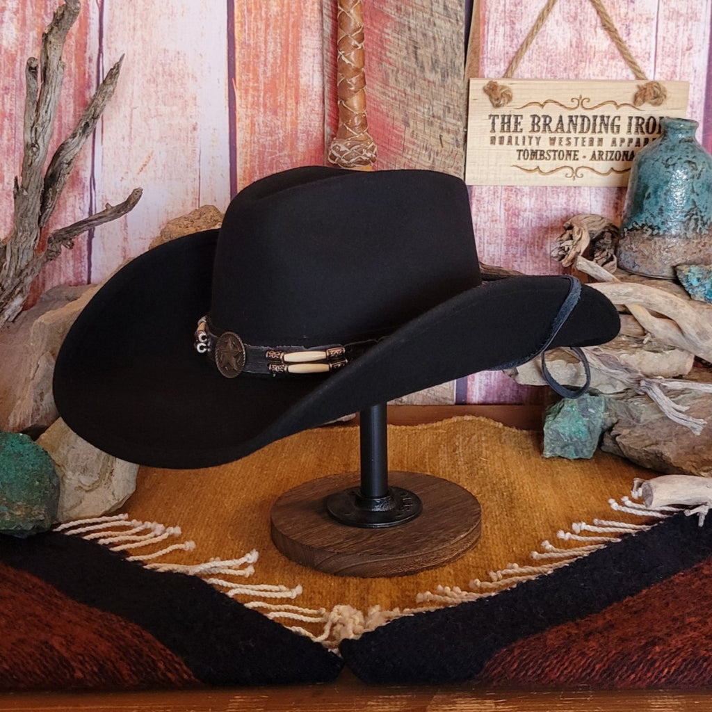 Wool Hat the "Skynard" by Bullhide Front Side View Black