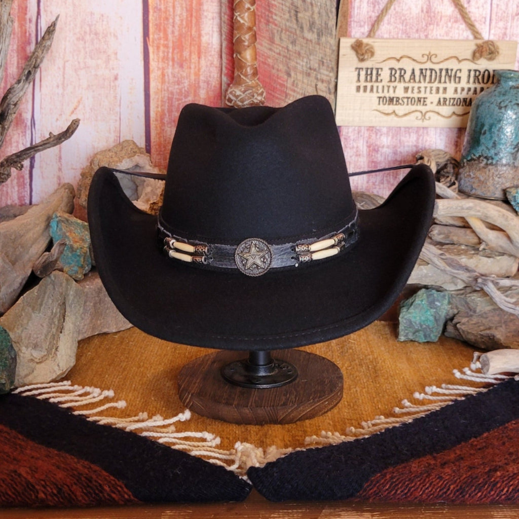 Wool Hat the "Skynard" by Bullhide Front View Black
