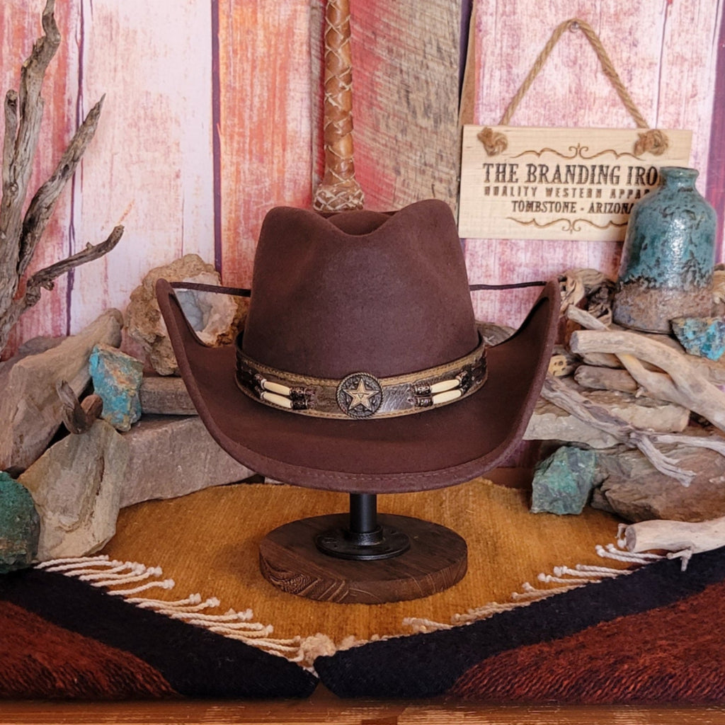 Wool Hat the "Skynard" by Bullhide Front View Chocolate
