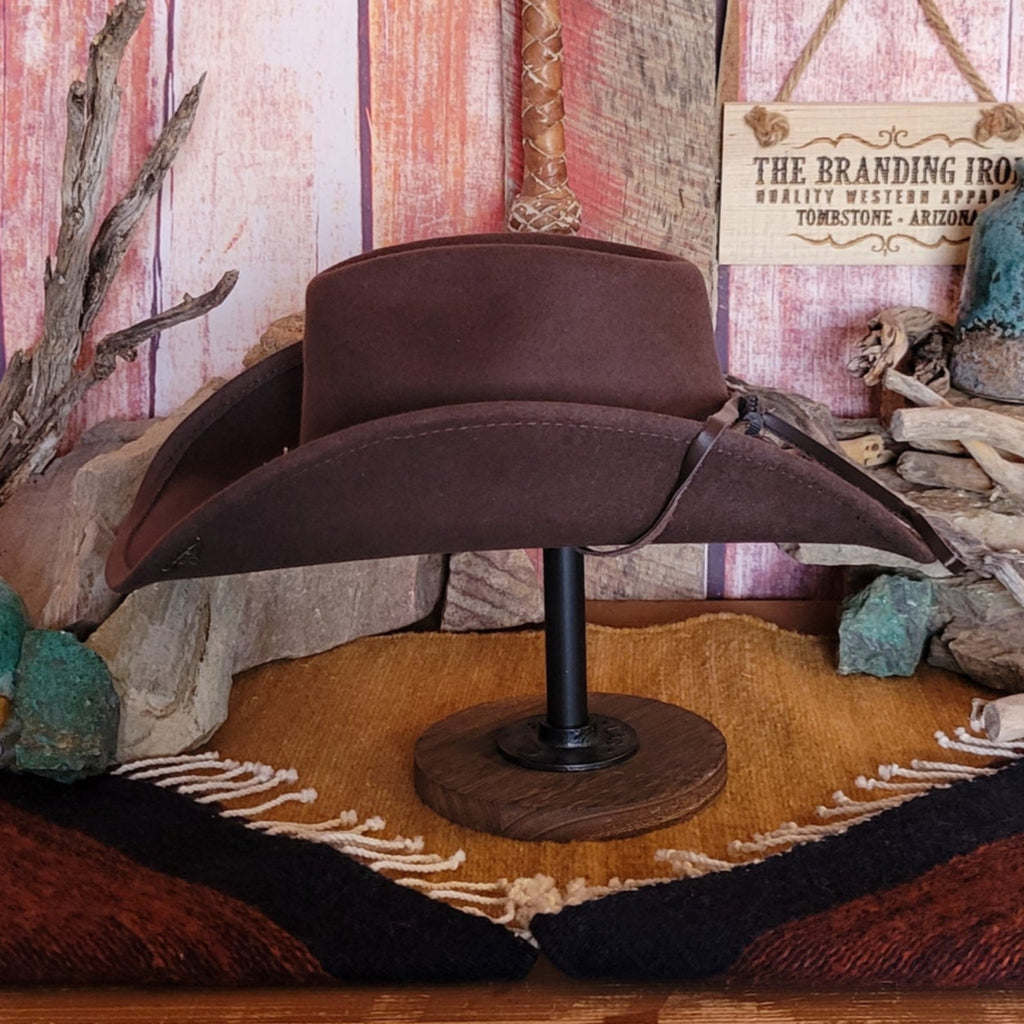 Wool Hat the "Skynard" by Bullhide Side View Chocolate