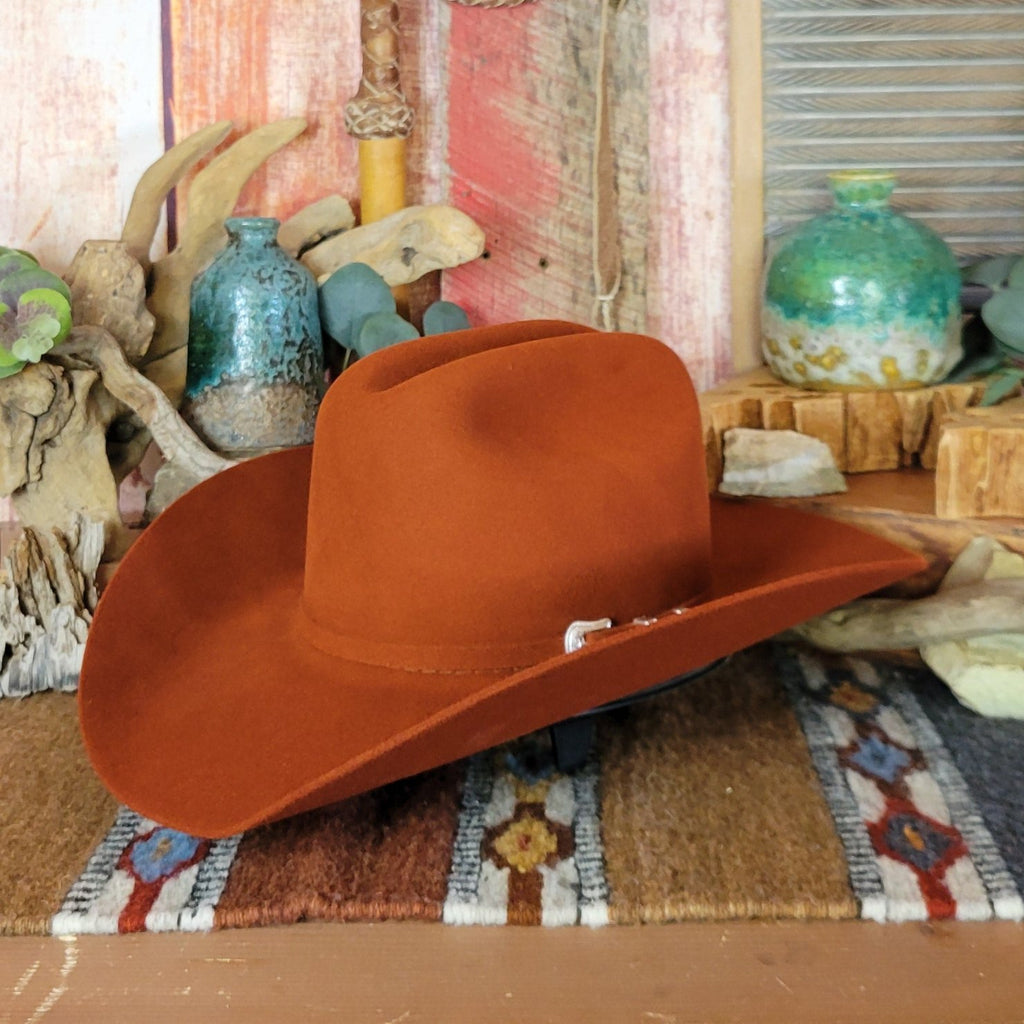 Wool and Fur Blend Hat the "Lightning" by Bailey W0604A Front Tilt View Rust.