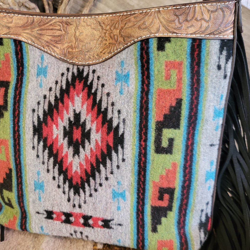  Women's Western Blanket Style wtih black fringe Concealed Carry Purse by Justin 