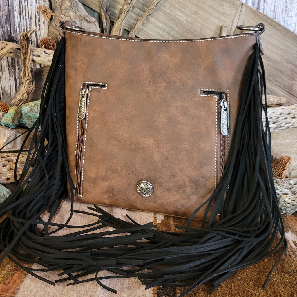  Women's Western Blanket Style wtih black fringe Concealed Carry Purse by Justin 