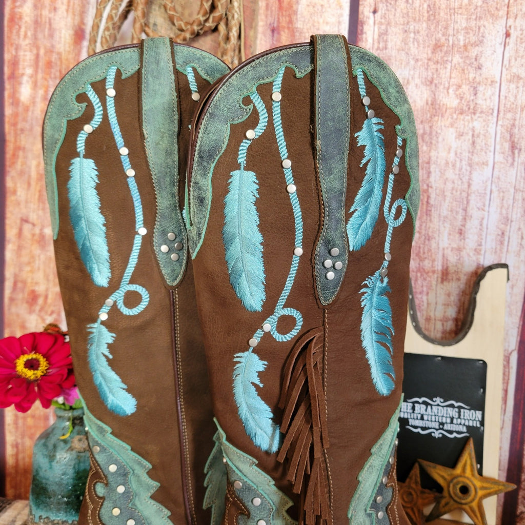 Women's Leather Boots the "Dream Catcher" by Dingo Top view