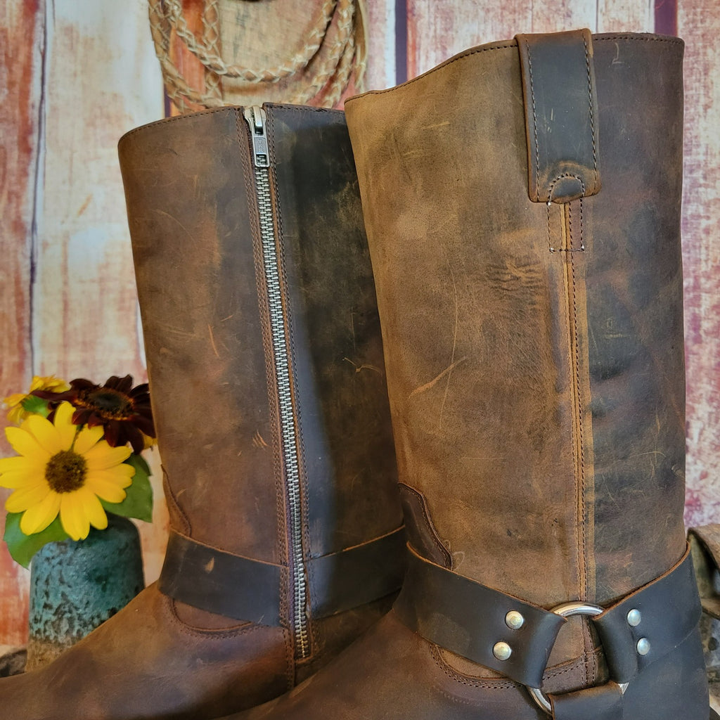 Men's Leather Boots, the "Brown Harness" by Old West top View