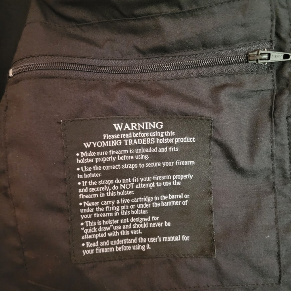 Conceal Carry Vest, the "Cody" by Wyoming Traders Instruction View