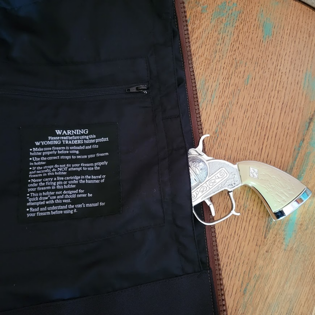 Conceal Carry Vest, the "Cody" by Wyoming Traders Conceal Pocket View