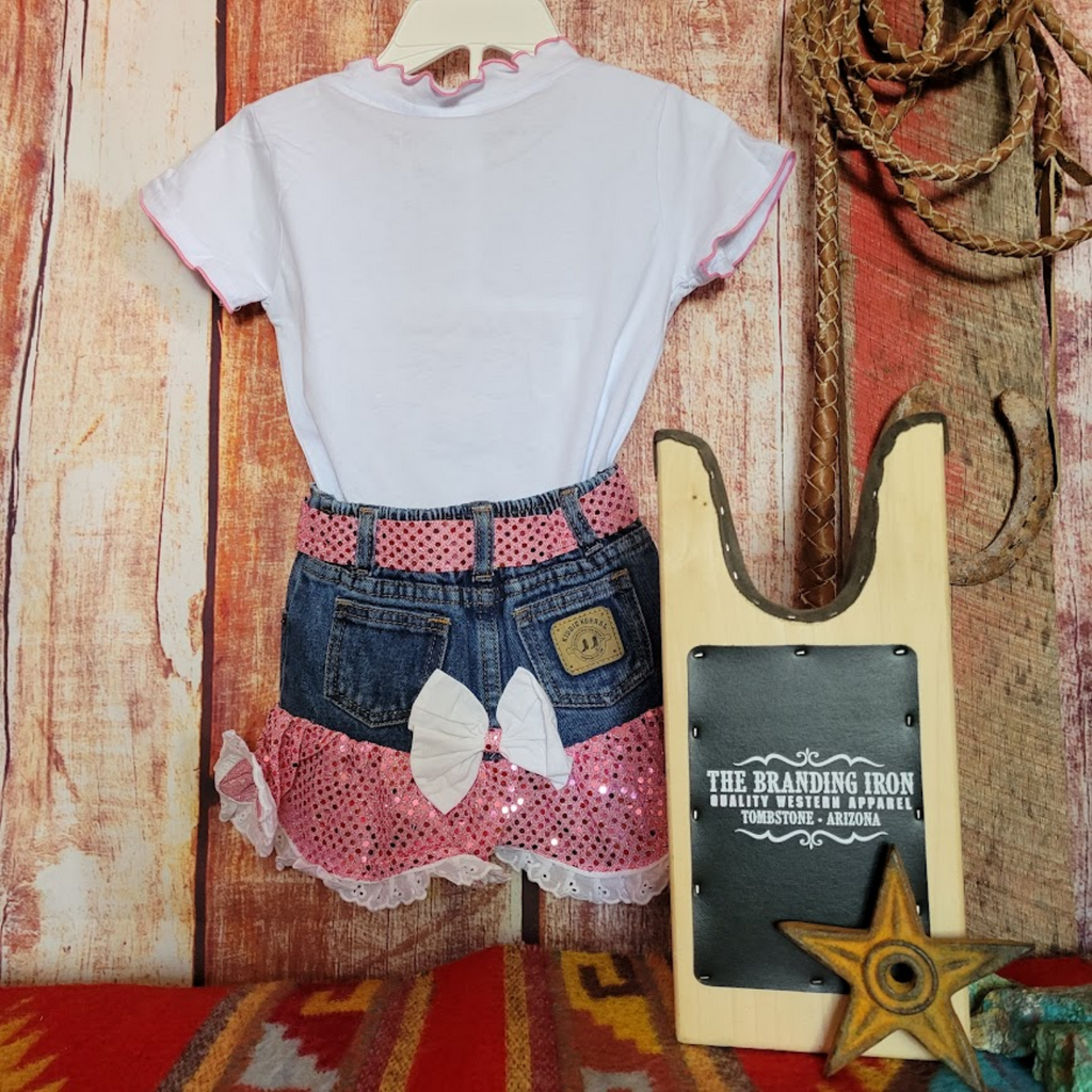   Cowgirl Outfit the "Pink Sequin" by Kiddie Korral Back View