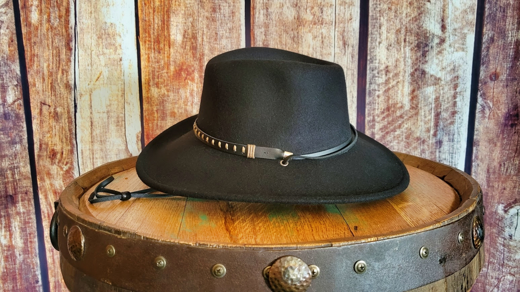 Crushable Hat "Black" w/ Stampede Strap by Black Creek  Side View