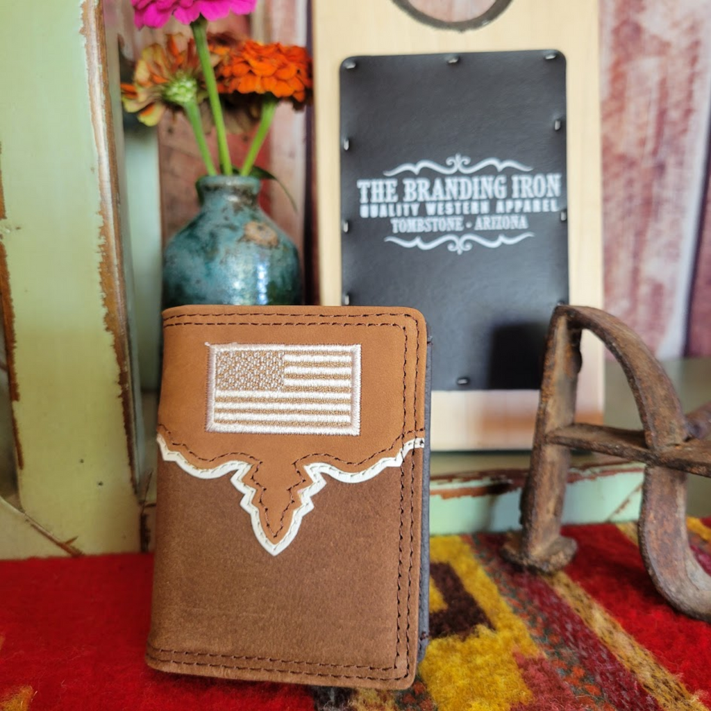  Front Pocket Bi-Fold Leather Wallet  the "Patriot"by Justin Front View