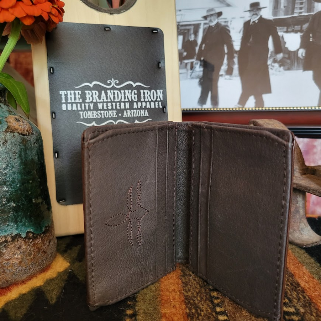 Front Pocket Bi-Fold Leather Wallet the "Tooled" by Justin Inside View