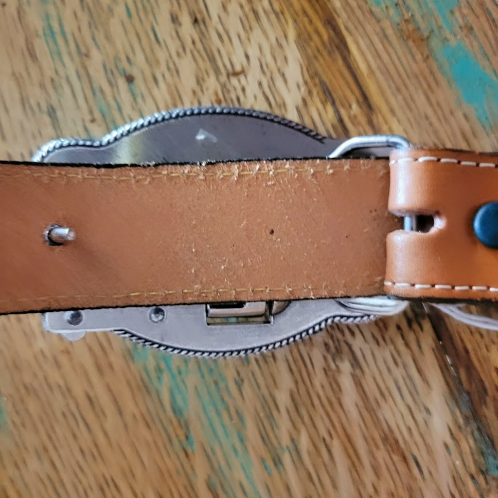 Kid’s Leather Belt “Lil Trigger” by Justin Back Of Buckle View
