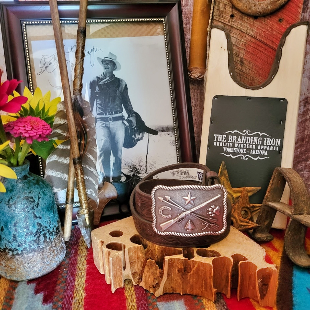 Kids Leather Belt “Cowboy and Indian” by Tony Lama Front View