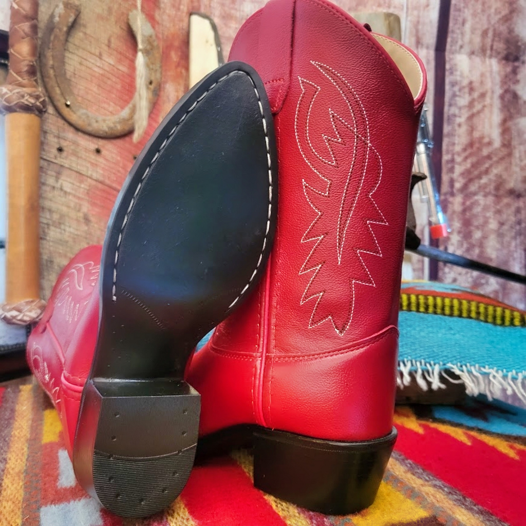 Kids Leather Boots "Red" by Old West Sole View