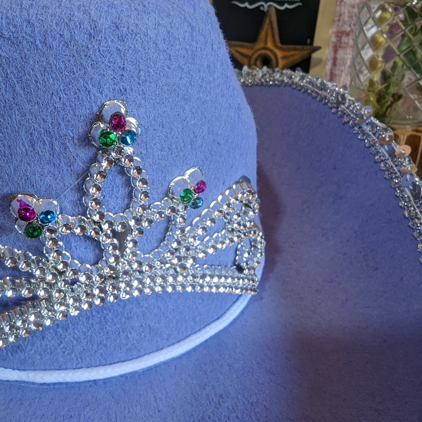 Sequin Cowgirl Cowboy Hat - Sparkly Tiara Crown Denim Kids main image 2
