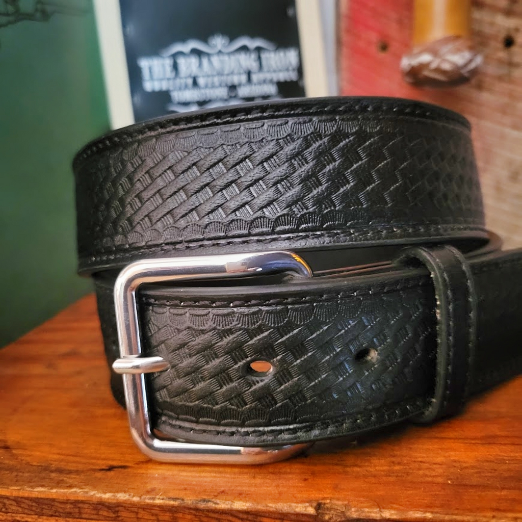 Leather Belt, the "Money Belt" by Nocona  Buckle View