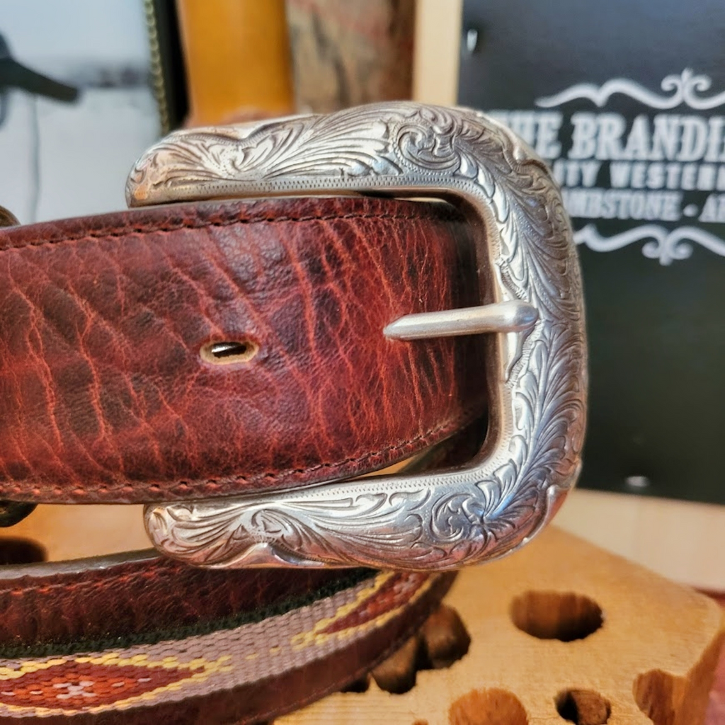 Leather Belt, the "Northern Bison" by Justin Buckle View
