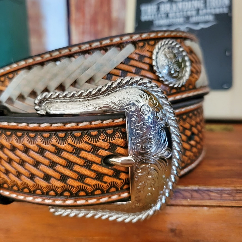 Leather Belt, the "Weaved Western" by Nocona Buckle View