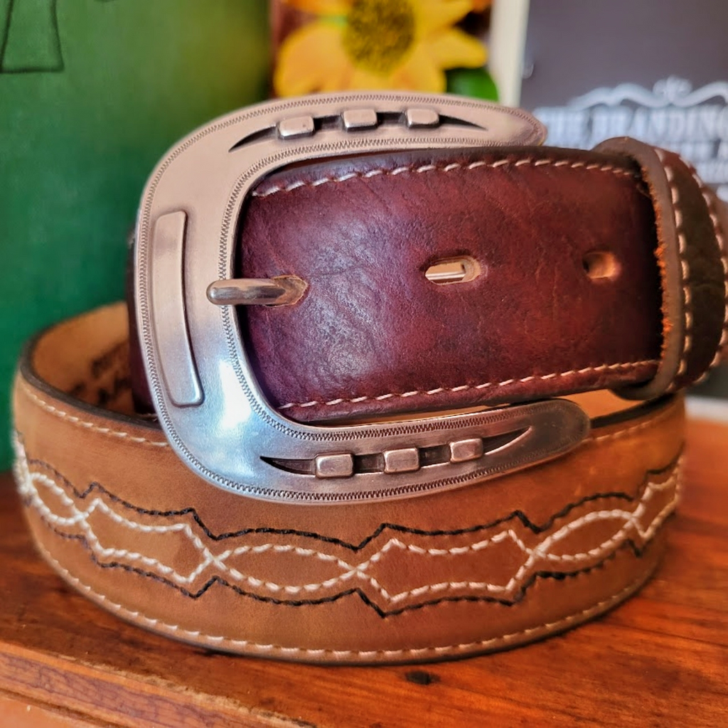   Leather Belt the “Maverick” by Tony Lama Buckle View
