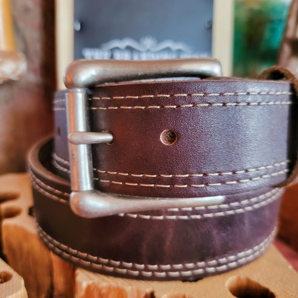  Leather Belt the “Simple Stitched” by Marc Wolf Buckle View