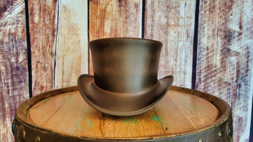 Leather Top Hat, the "El Dorado" by American Hat Makers  Front View