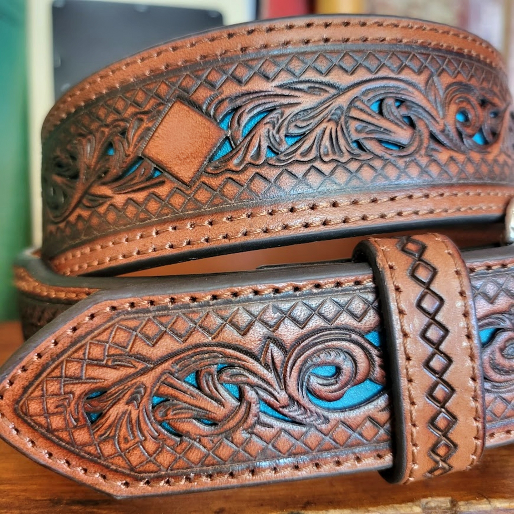  Men's Belt "Turquoise Inlay" by JP West Belt View