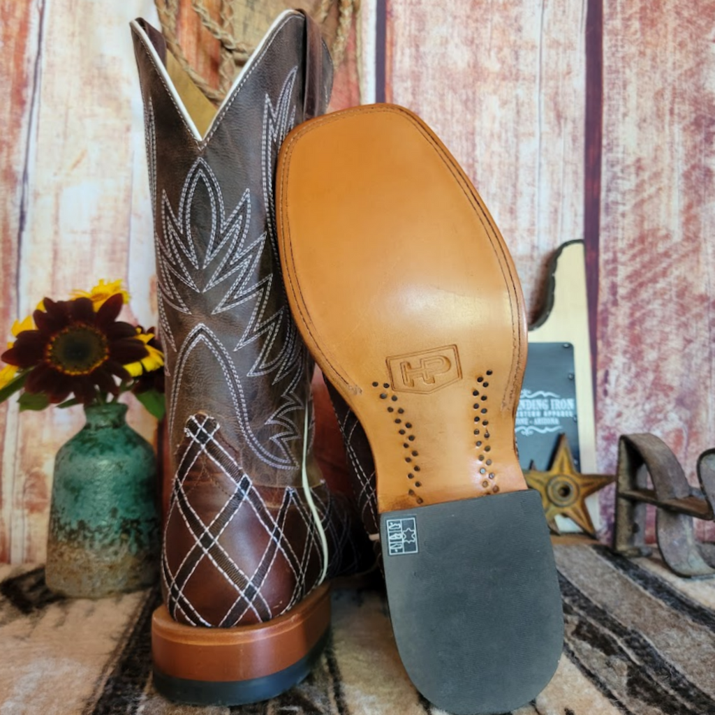 Men's Leather Cowboy Boots the "Sabotage Mocha" by Horsepower Sole View