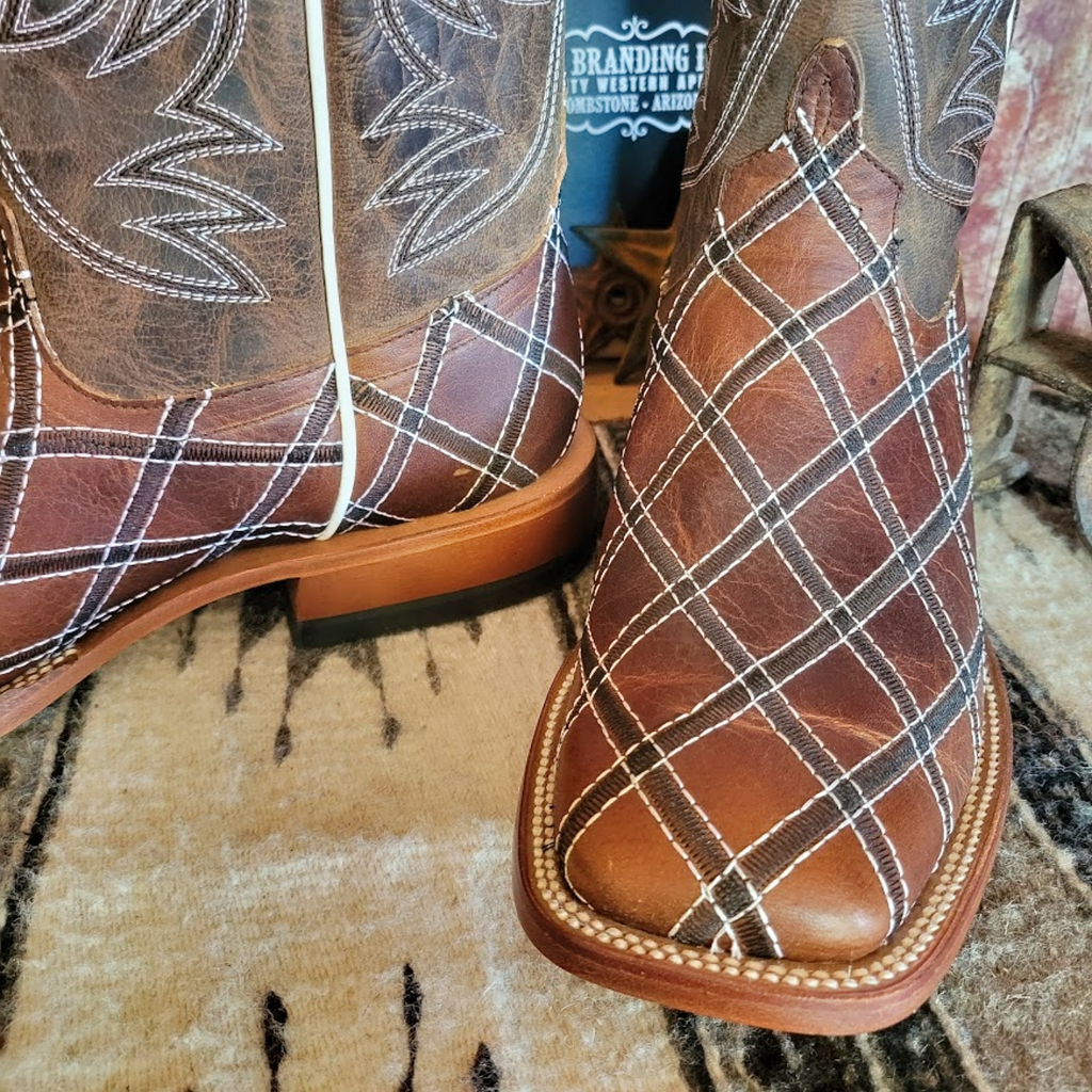 Men's Leather Cowboy Boots the "Sabotage Mocha" by Horsepower Toe View