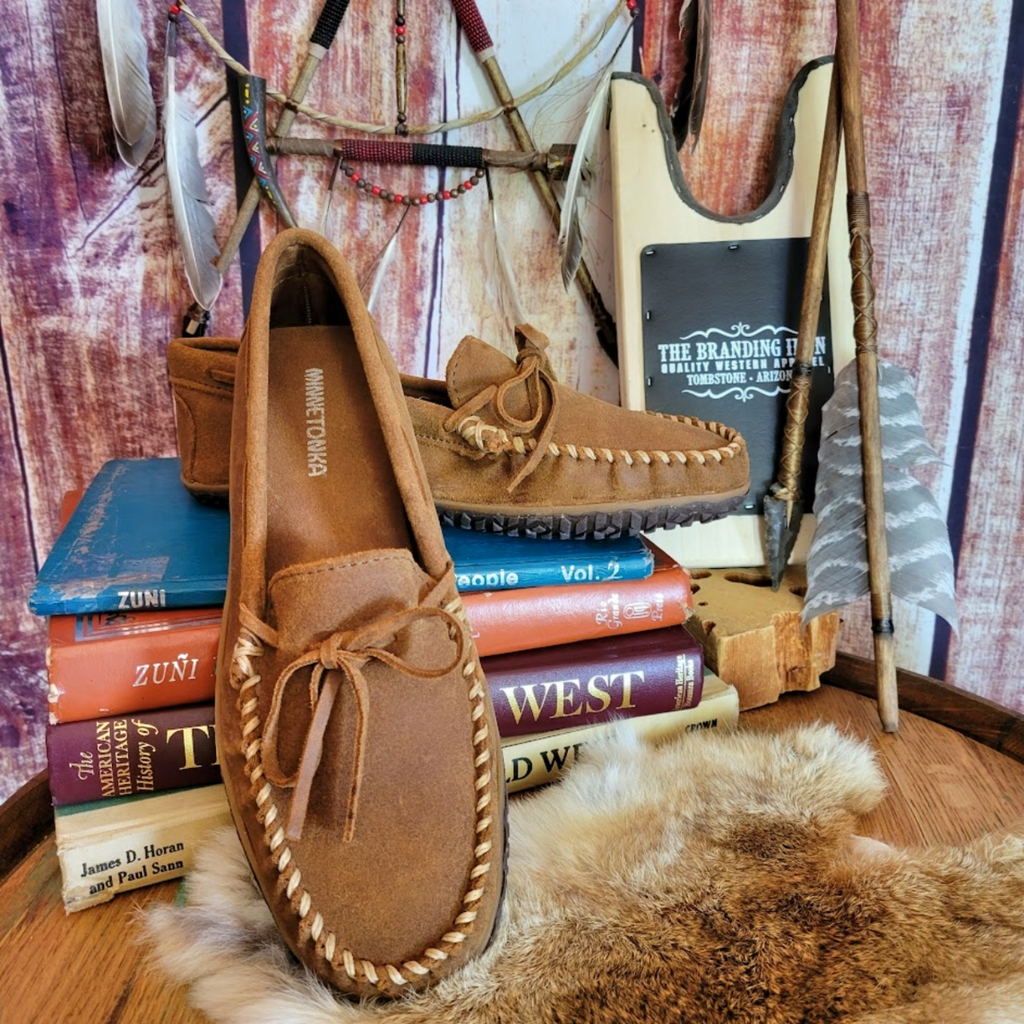 Minnetonka Moccasin Mens Moccasin Slippers With Hard Sole Leather