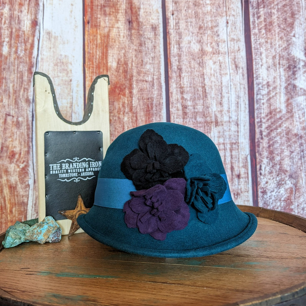 teal Wool Hat the "Cloche"