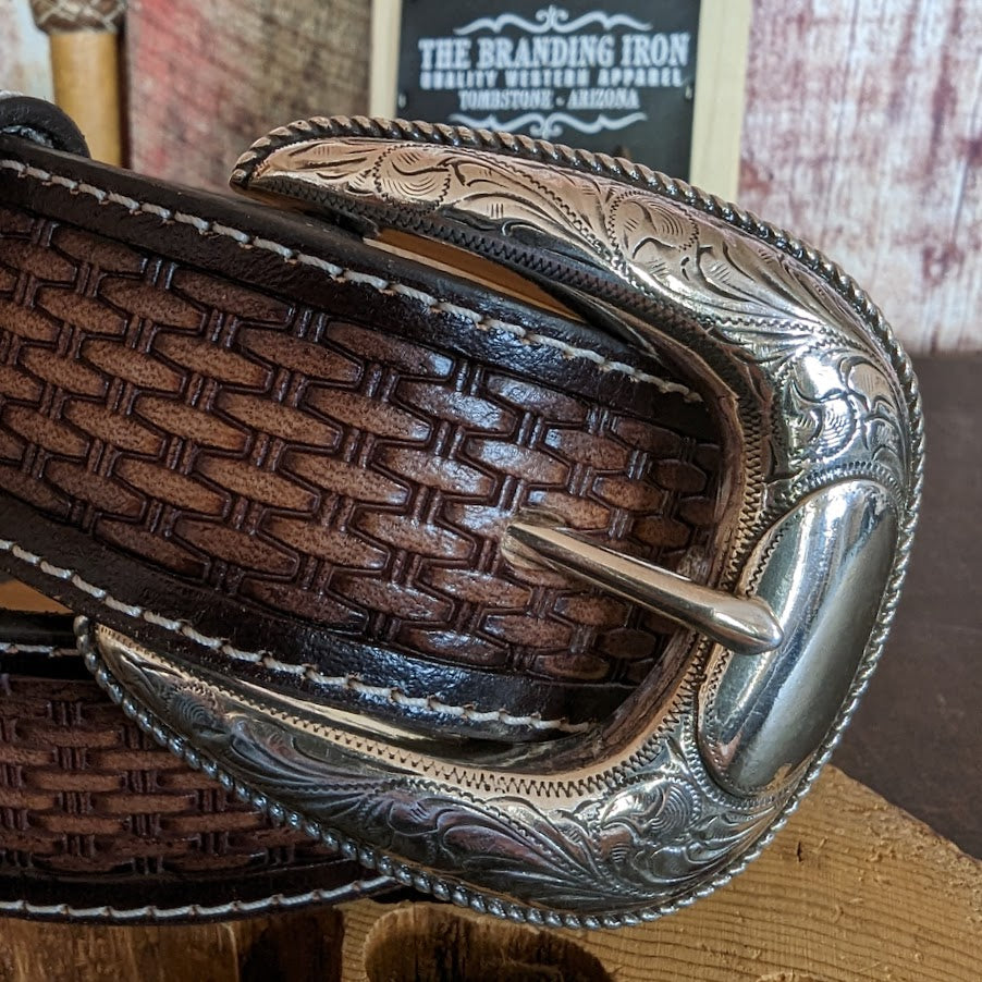 Leather Concho Belt the “Brownfield” by Brighton Detail View