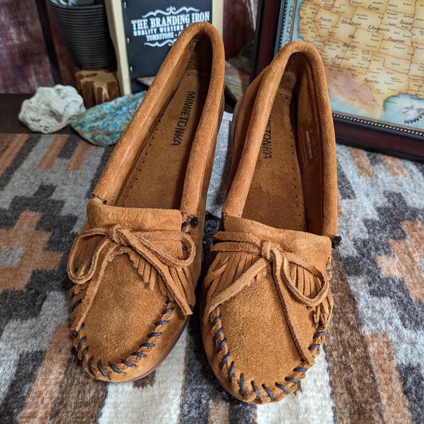 Minnetonka kilty suede moc sales hardsole