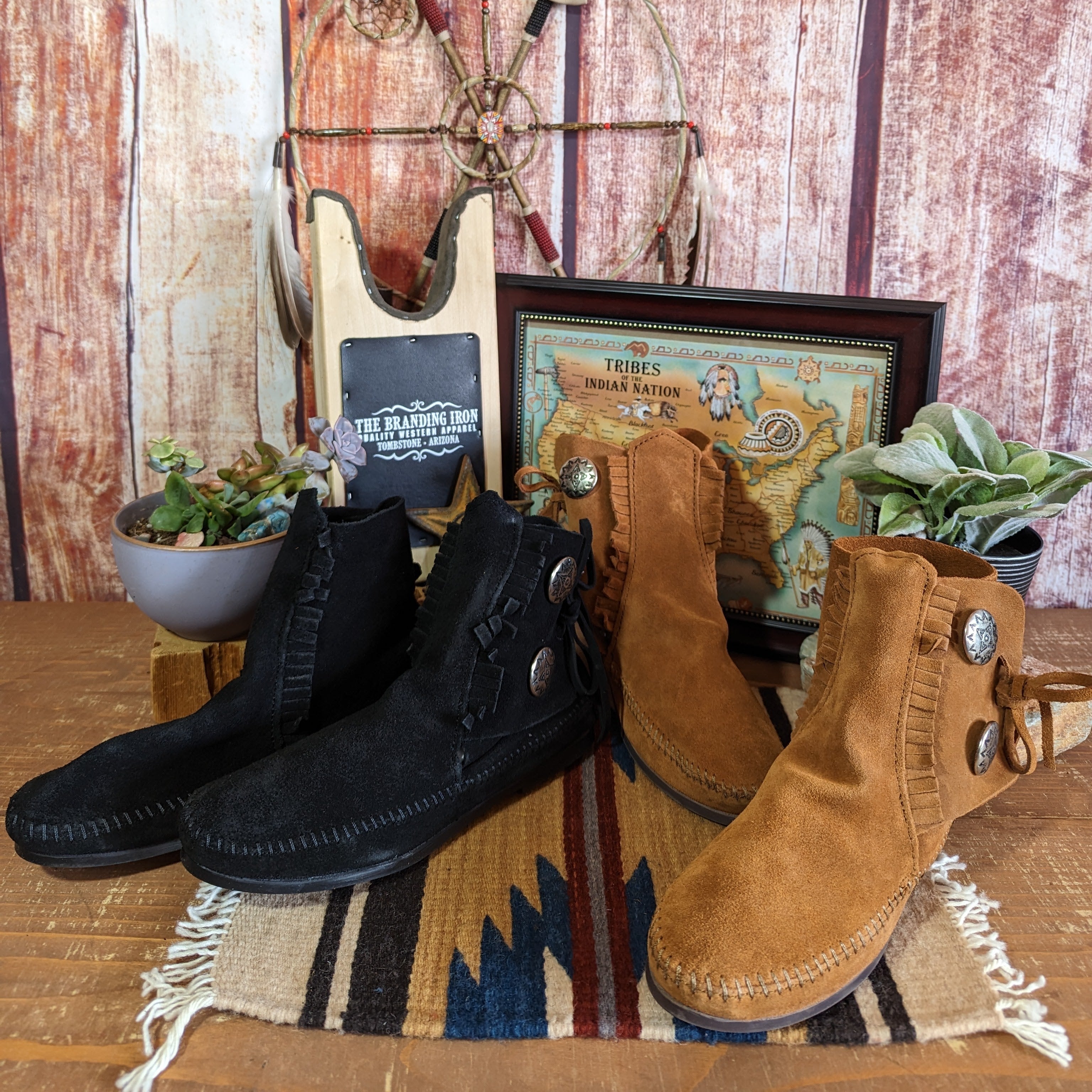 Minnetonka two button hardsole boot Clearance