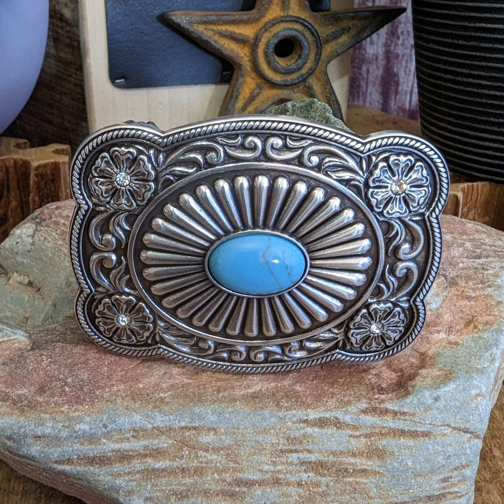 "Turquoise Stone" with Antique Look by Blazin Roxx 37974 front view