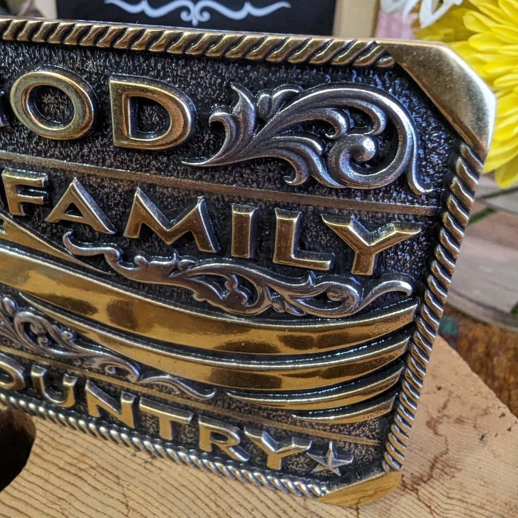 "God Family Country" by Montana Silversmiths A900WC detail view