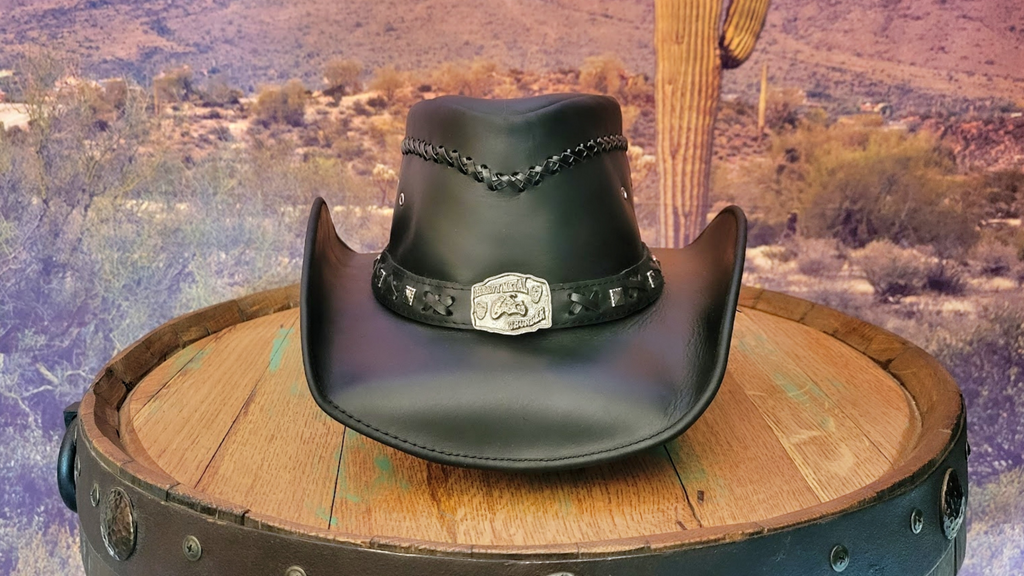 Shapeable Leather Hat, the "ThunderStruck" by Bullhide Front View