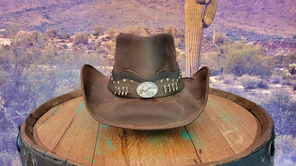 Shapeable Leather Hat, the "Truth or Consequences" by Bullhide  Front View