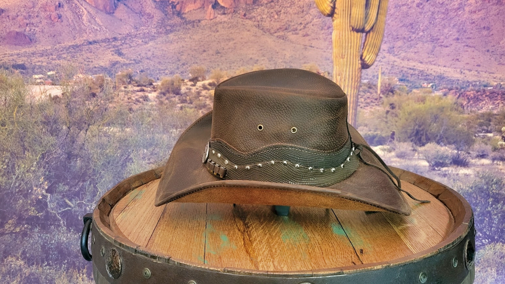 Shapeable Leather Hat, the "Truth or Consequences" by Bullhide  Side View