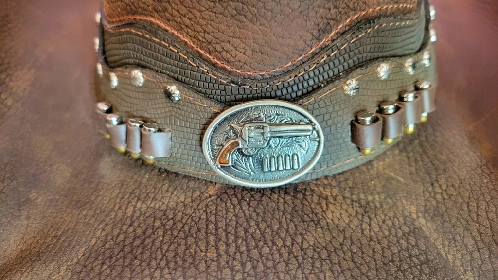 Shapeable Leather Hat, the "Truth or Consequences" by Bullhide  Hatband View