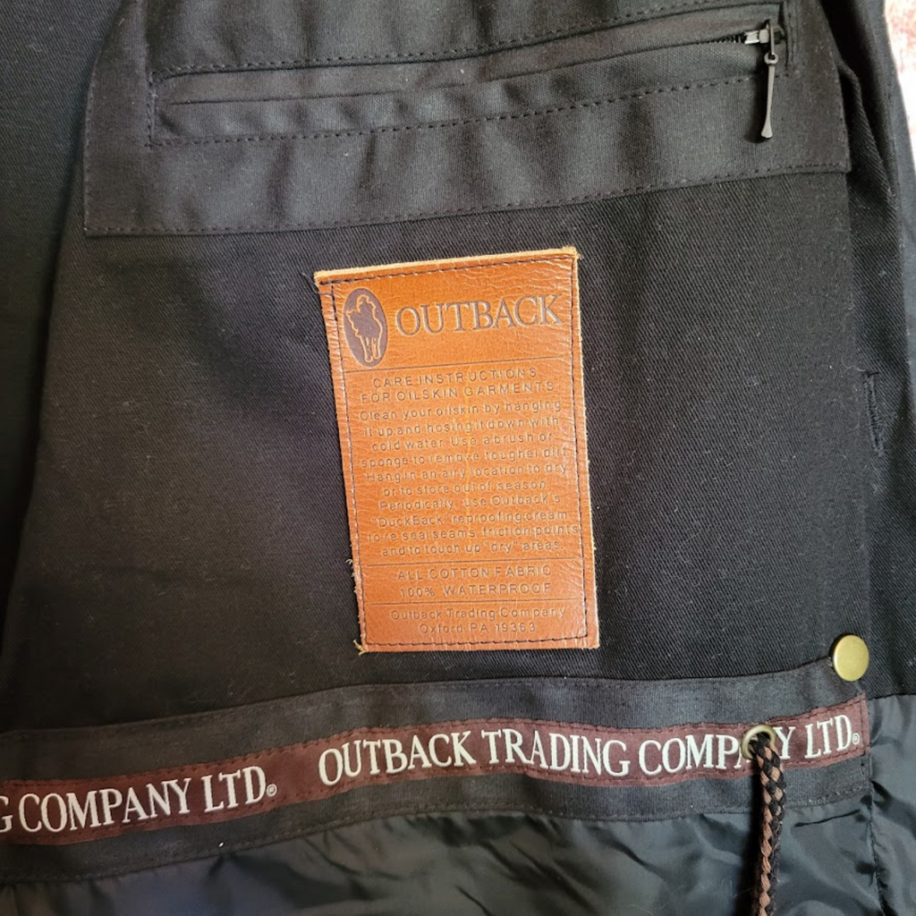 Short Oilskin, the "Bush Ranger Jacket" by Outback Trading Co  Instructions/Pocket View