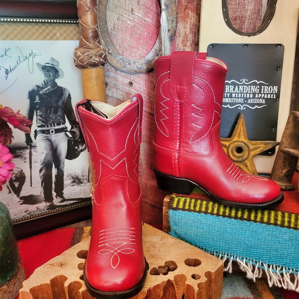 Toddler Boots "Red" by Old West Front View