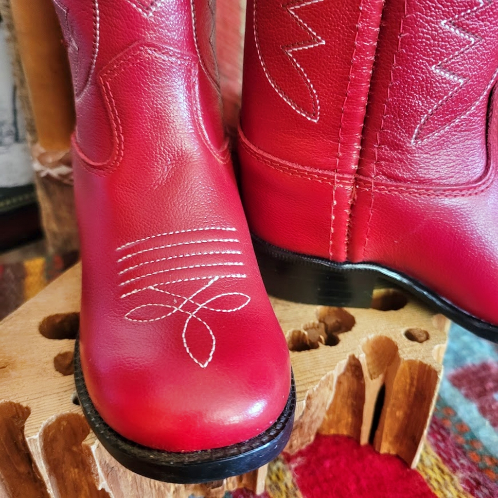 Toddler Boots "Red" by Old West  Toe View