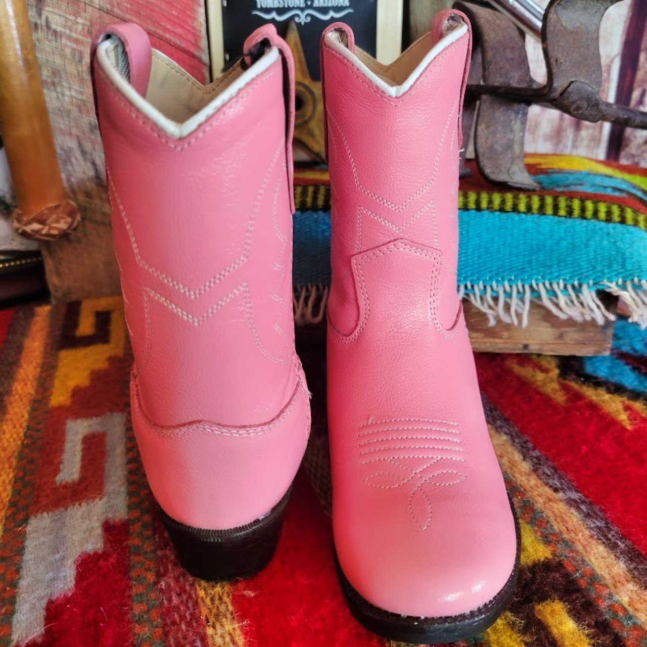 Toddler Leather Boots in Pink by Old West 3119 size 4 9