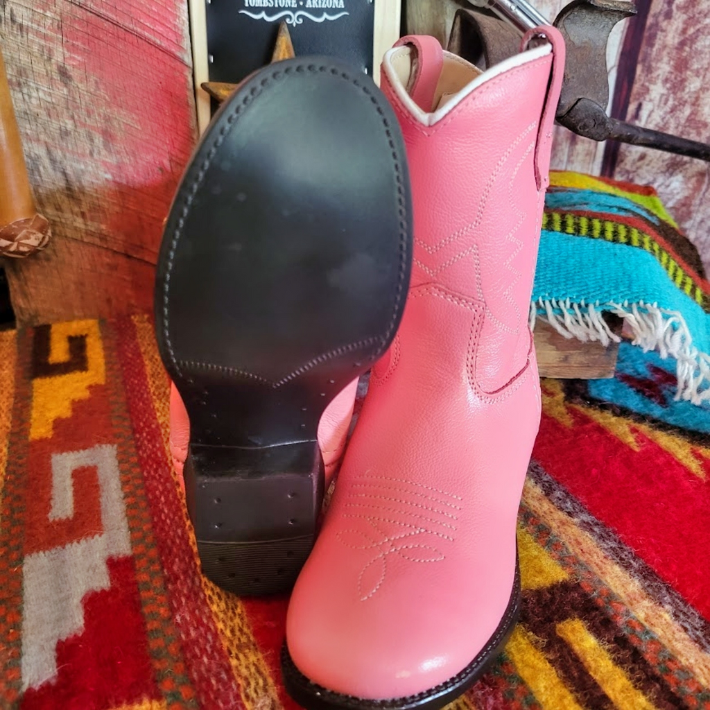 Toddler Leather Boots in Pink by Old West  Sole View